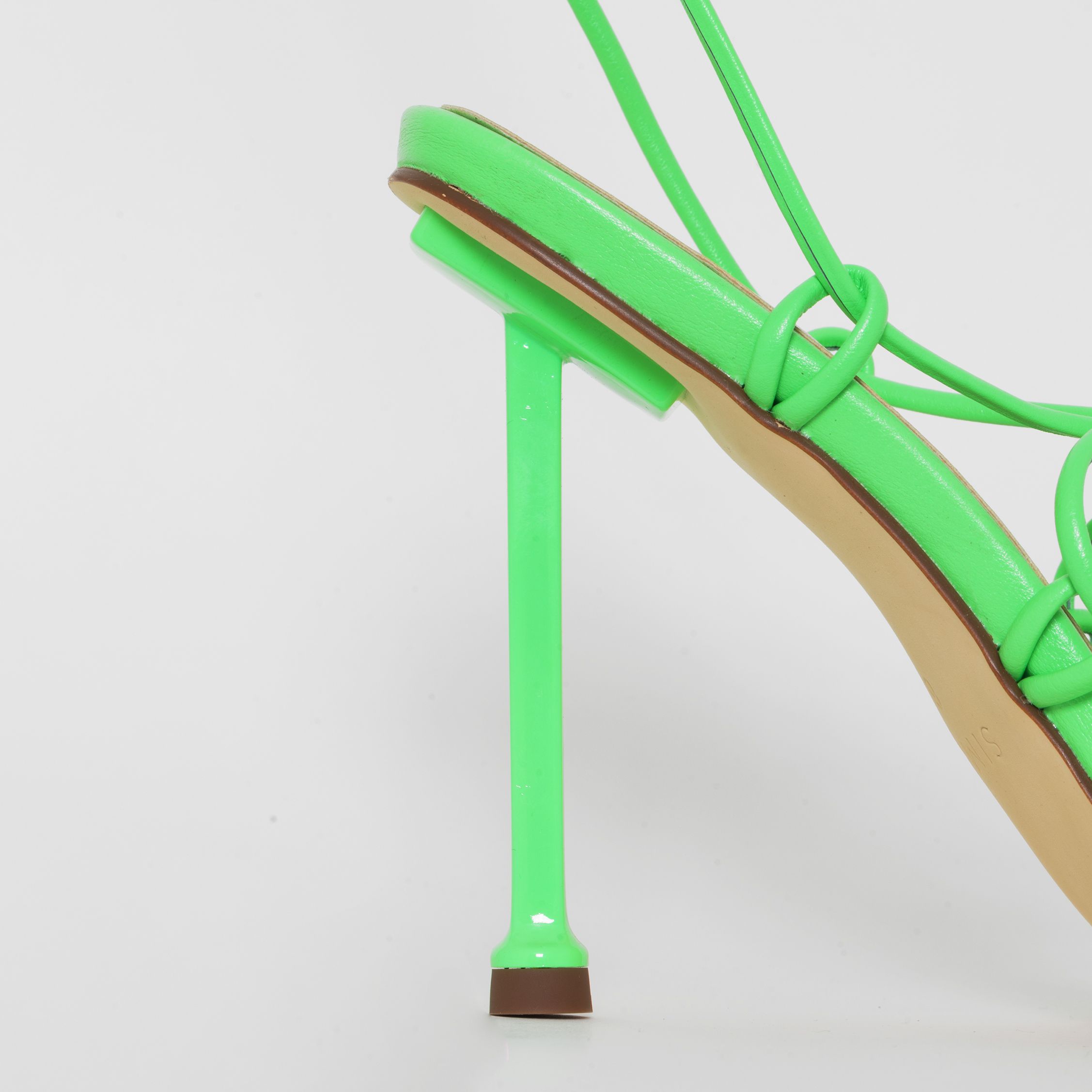 CJ Neon Green Lace Up Stiletto Heels