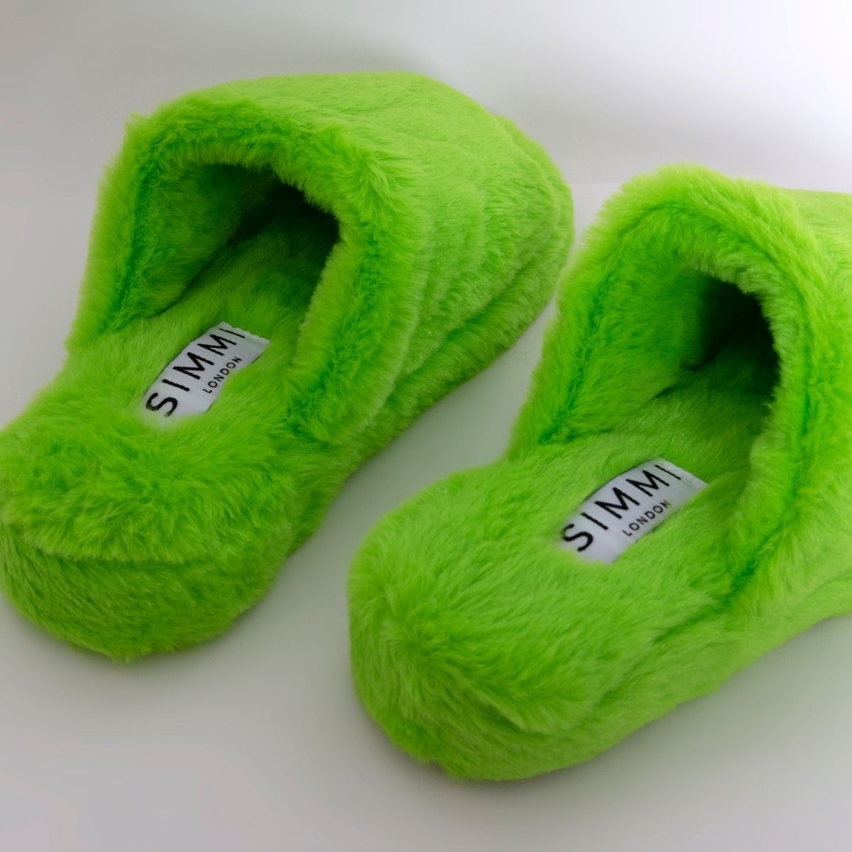 Claudia Green Fluffy Faux Fur Slippers