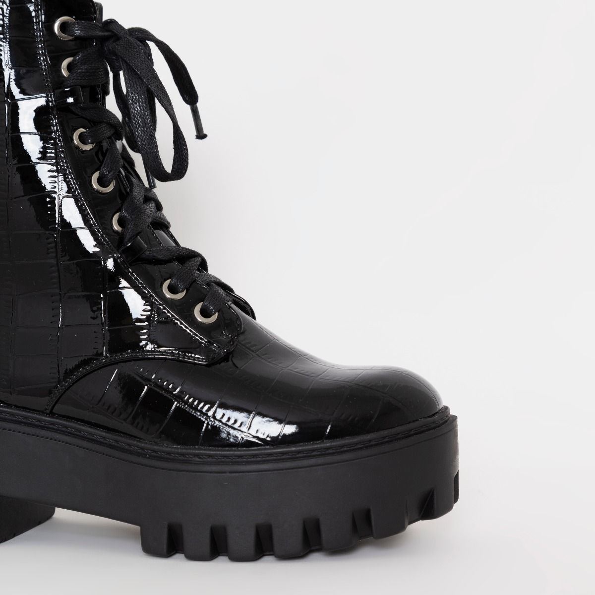 croc print chunky boots