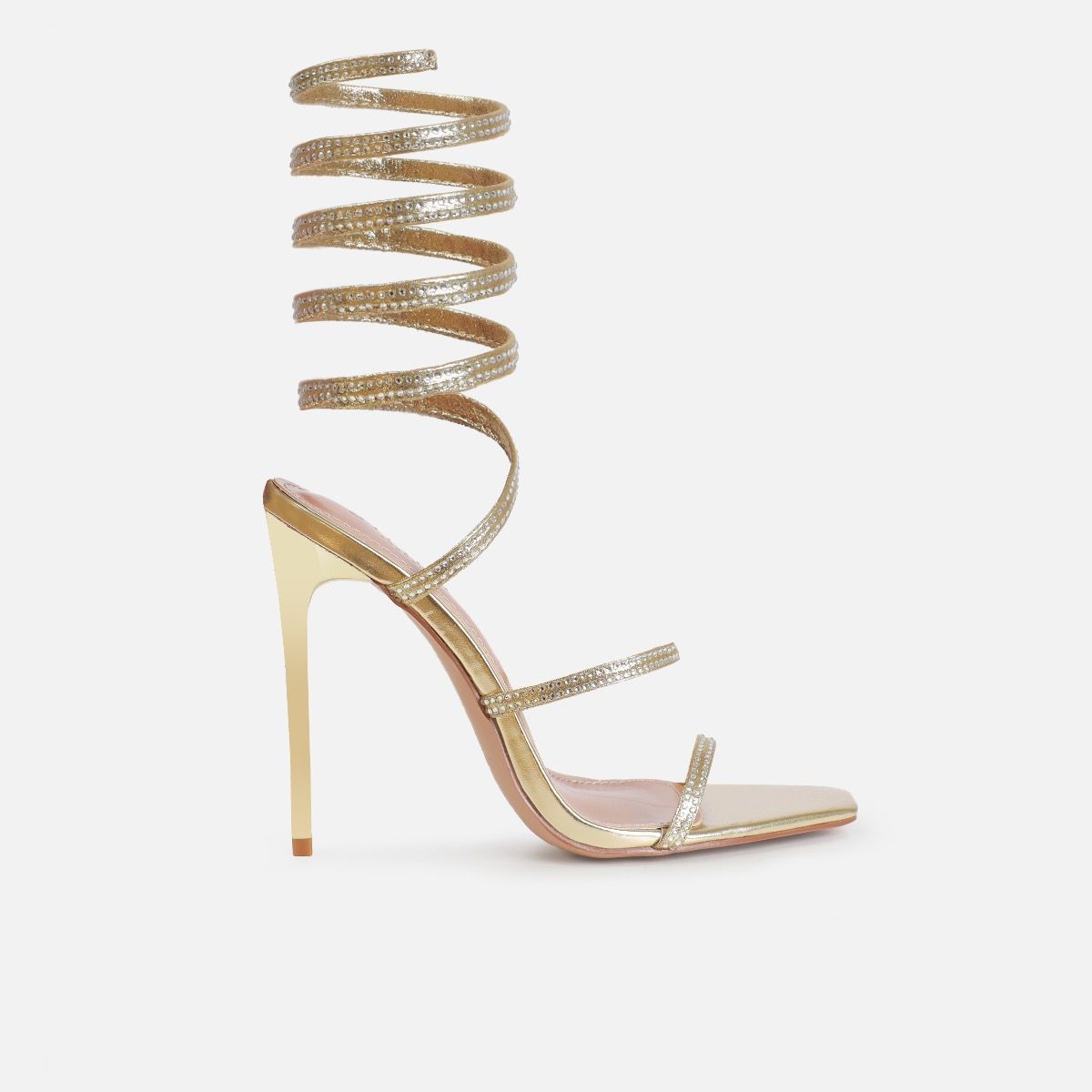 Dionne Crowe Bouquet Gold Diamante Spiral Heels | SIMMI London