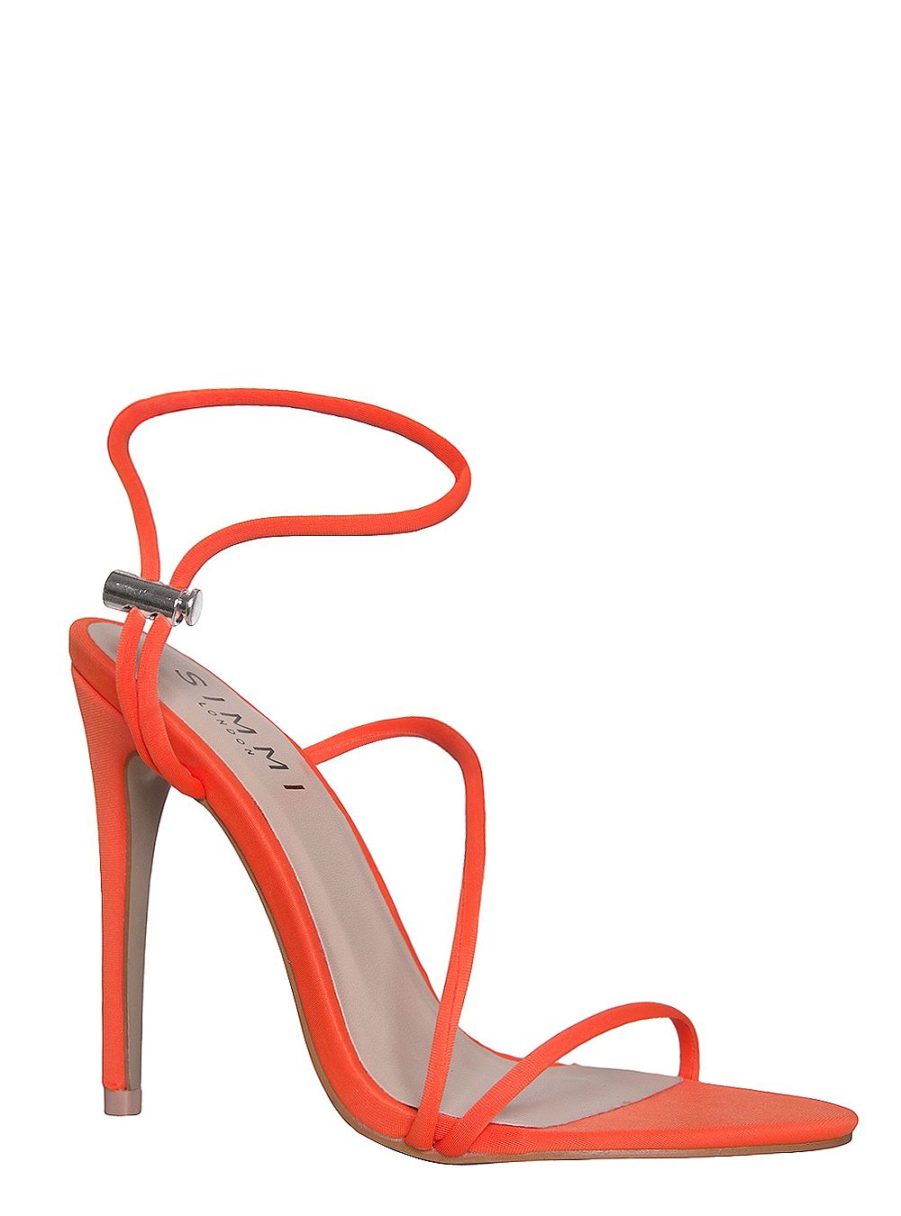 Cherry Neon Orange Strappy Toggle Heels