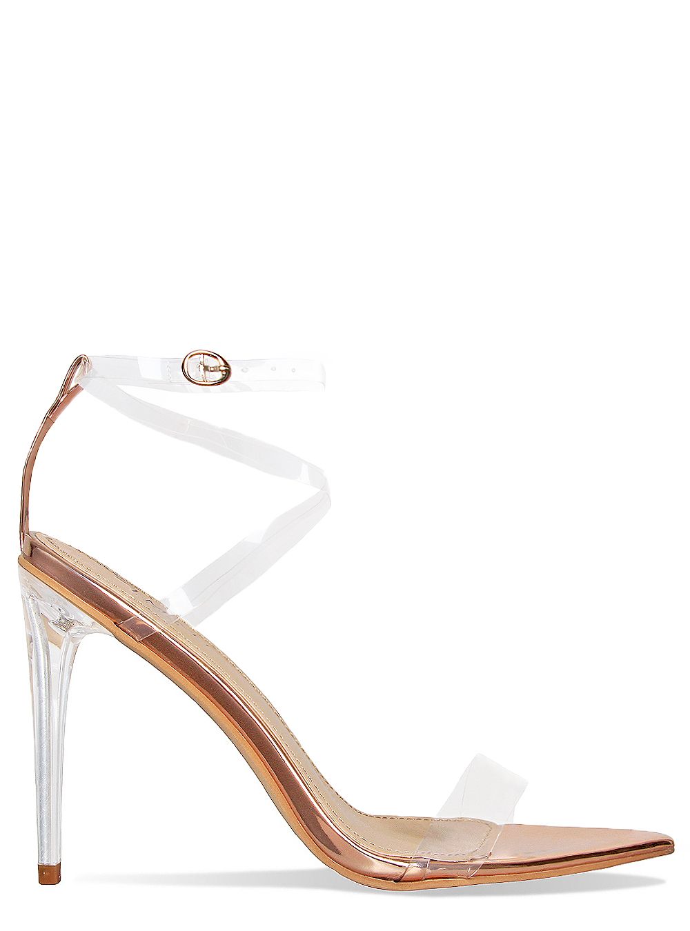 Cassie Rose Gold Pointed Toe Clear Heels