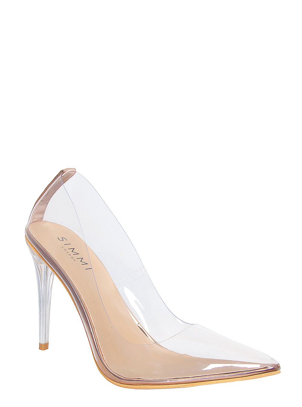 Neda Rose Gold Clear Stiletto Court Shoes