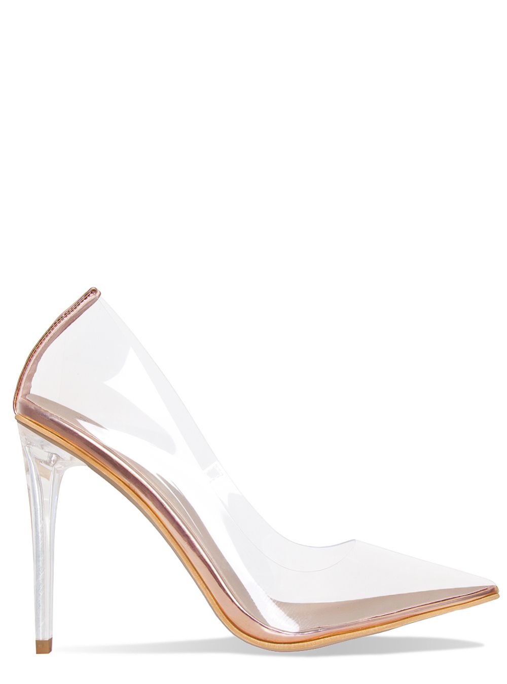 Neda Rose Gold Clear Stiletto Court Shoes