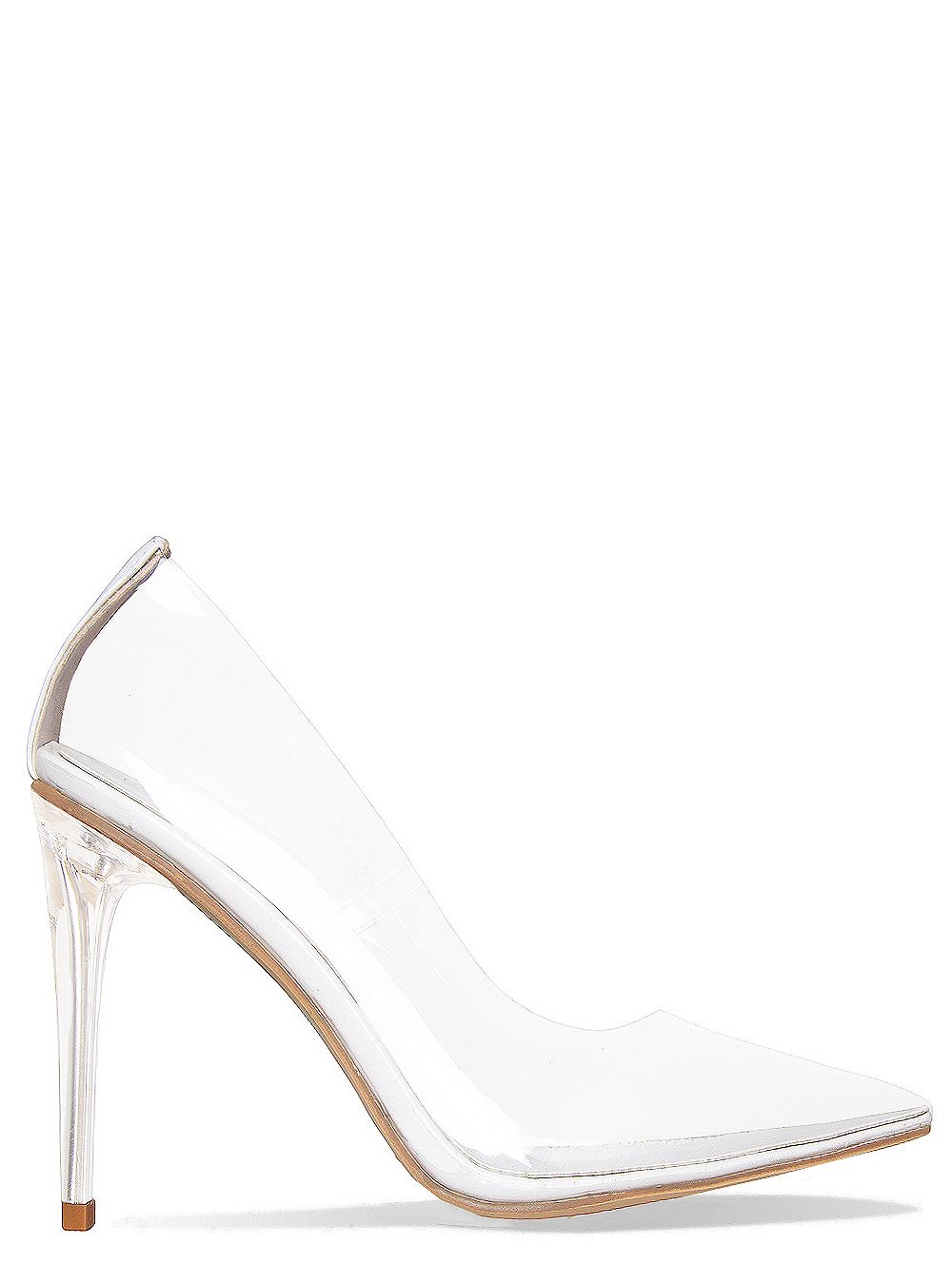 Neda White Clear Stiletto Court Shoes