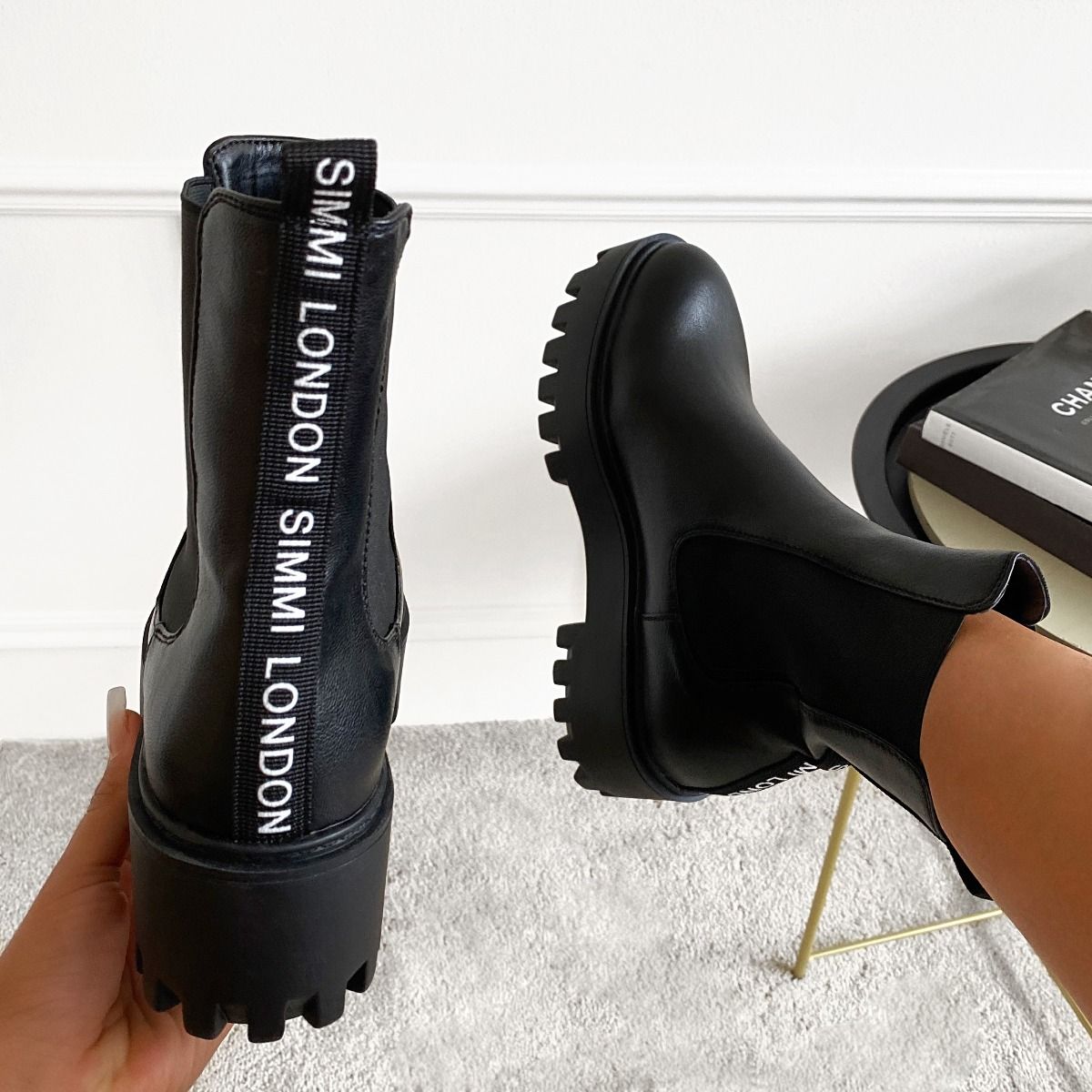 Danika Black Chunky Platform Ankle Boots