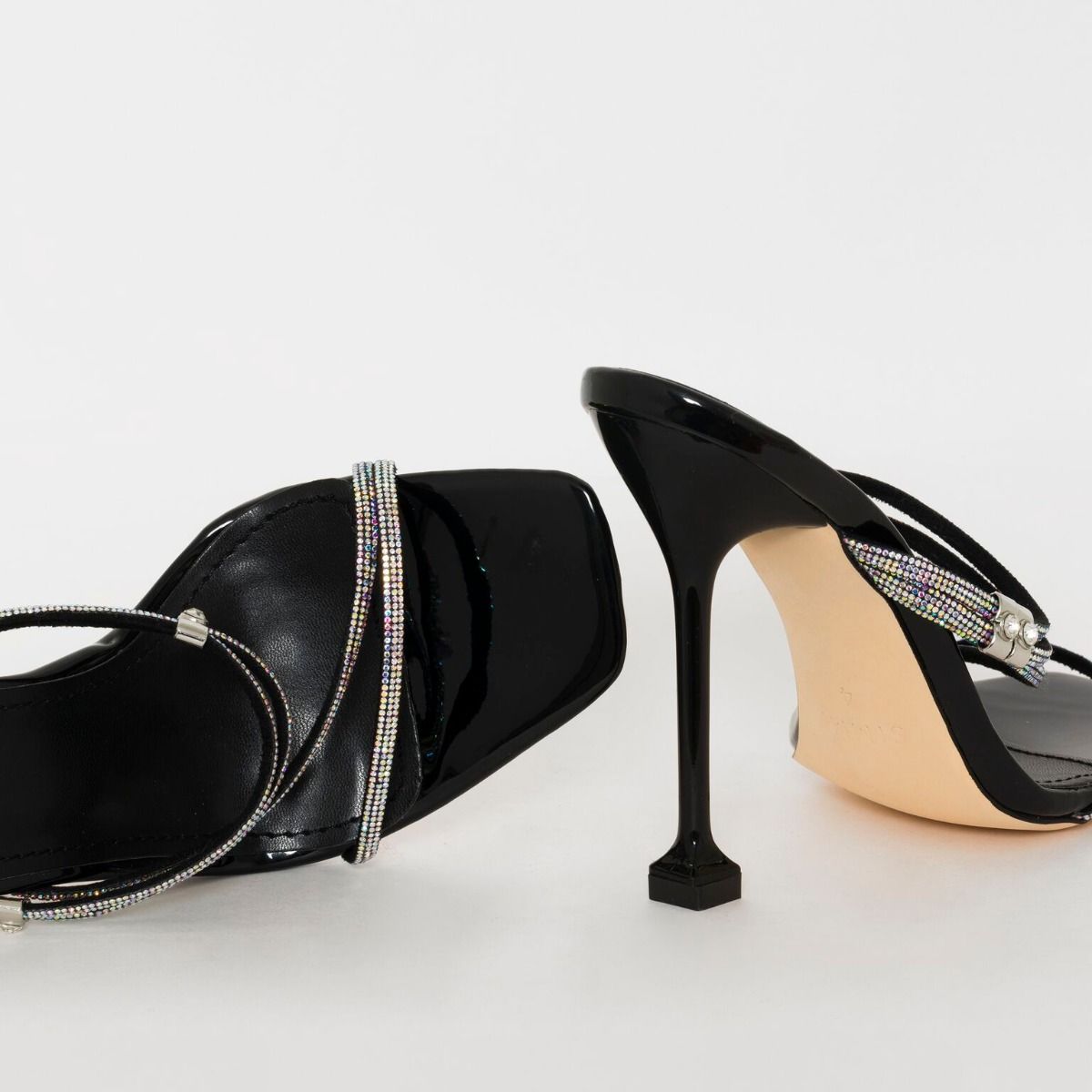 SONIA X FYZA Glitta Black Diamante Strappy Heels