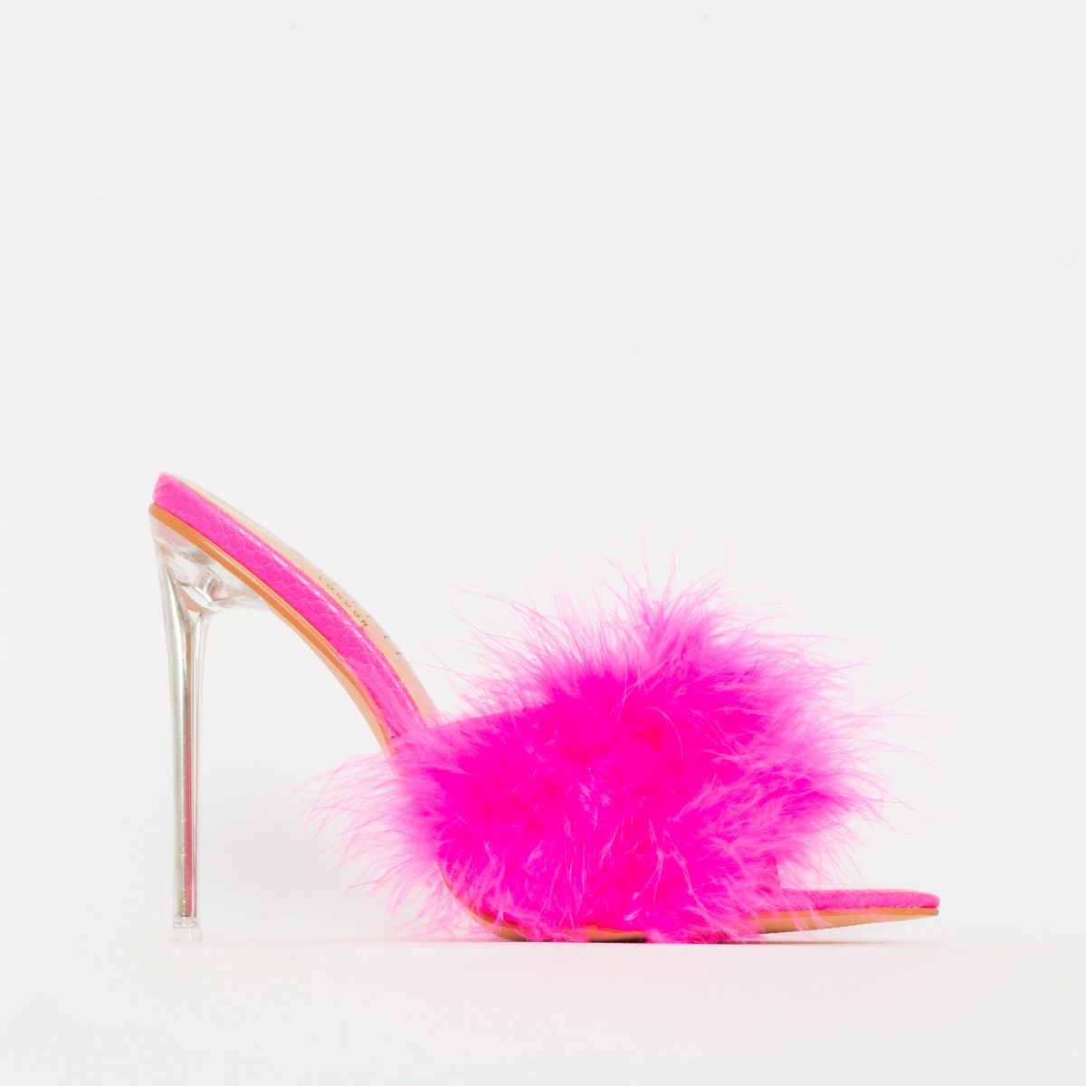 pink heels with feathers