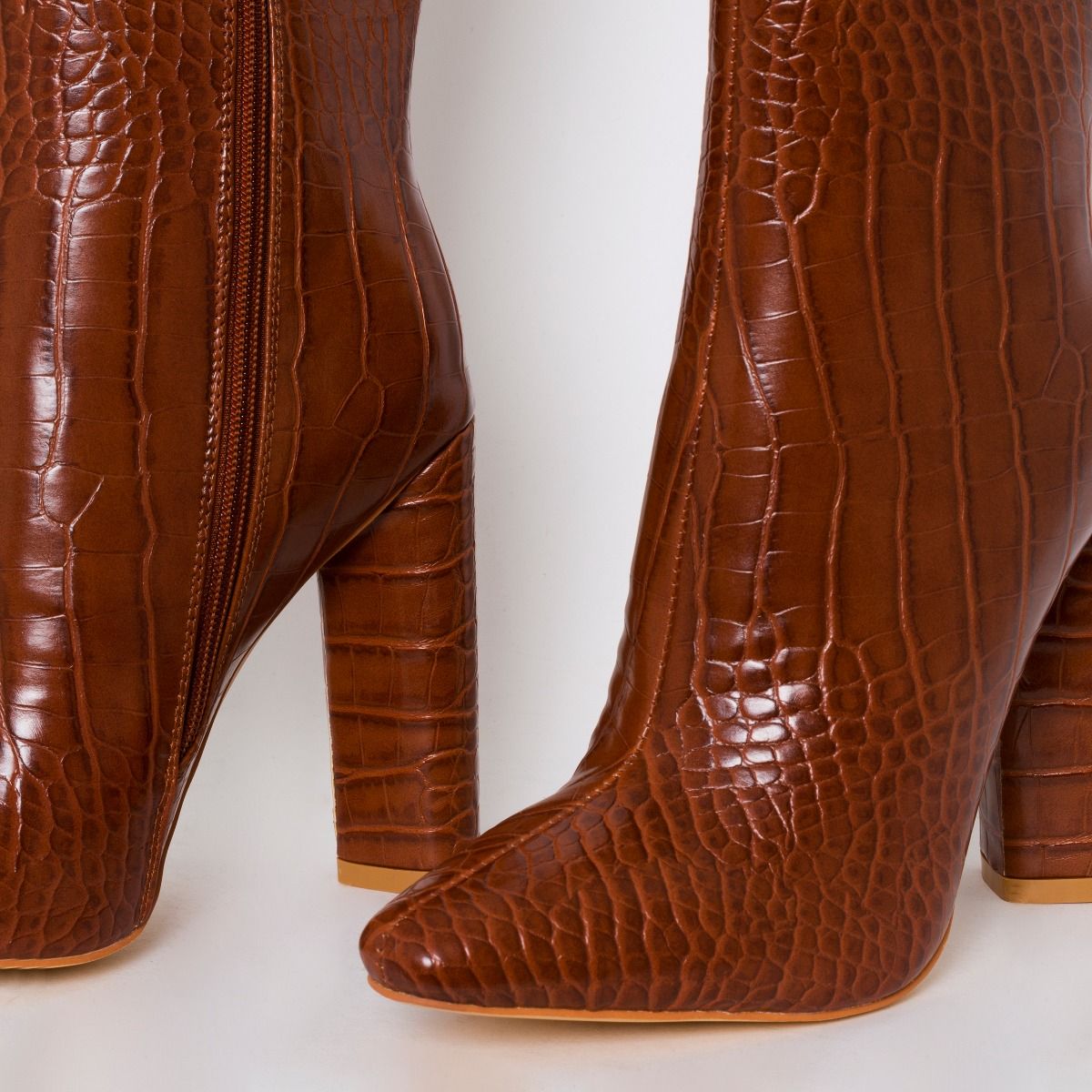 tan croc ankle boots