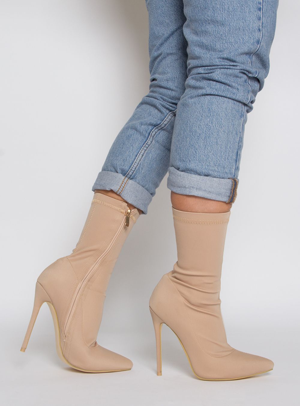 nude pointed toe booties