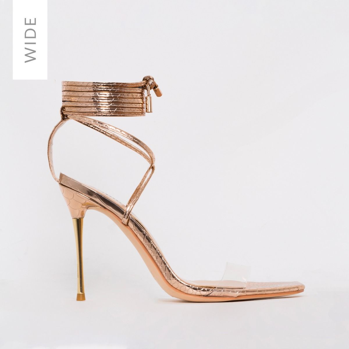 wide rose gold heels