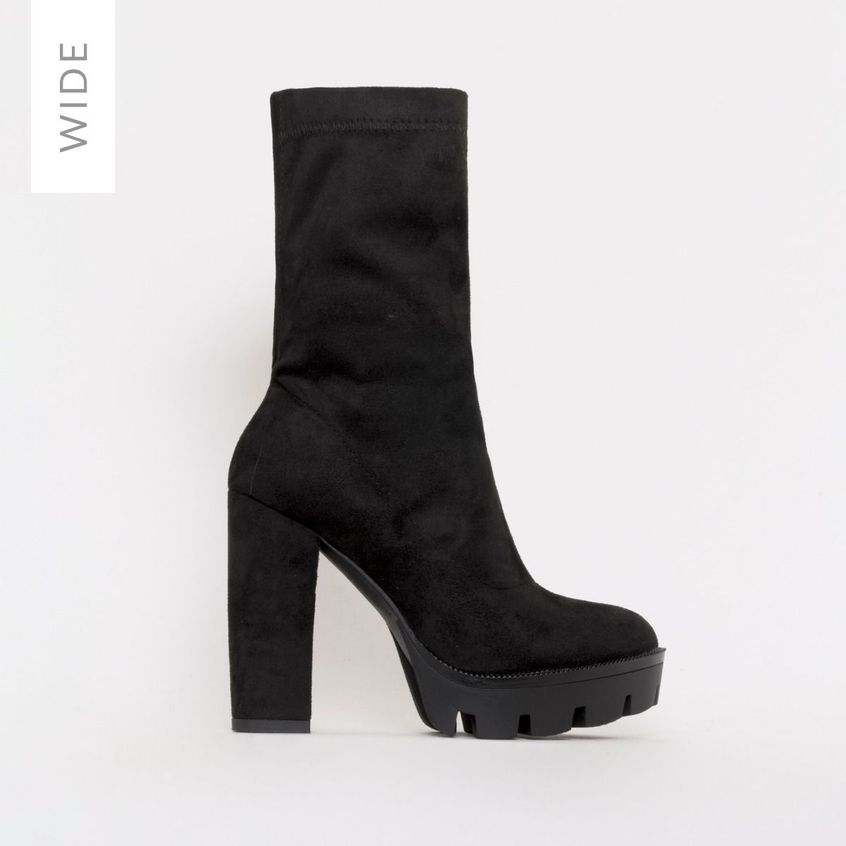 black suede platform ankle boots