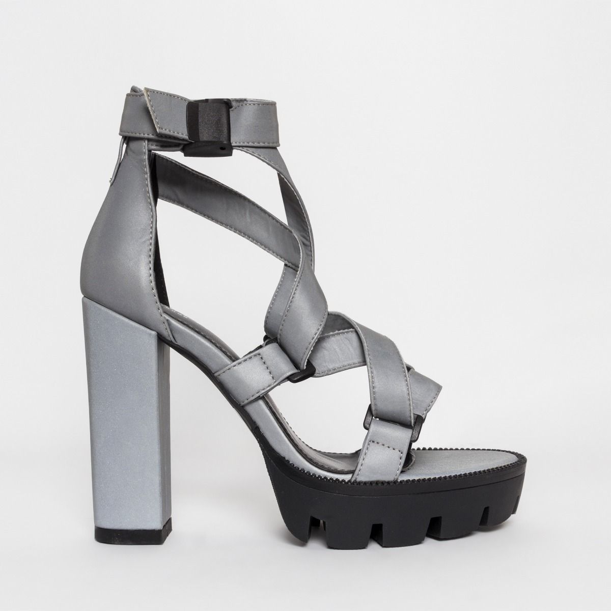 gray platform heels
