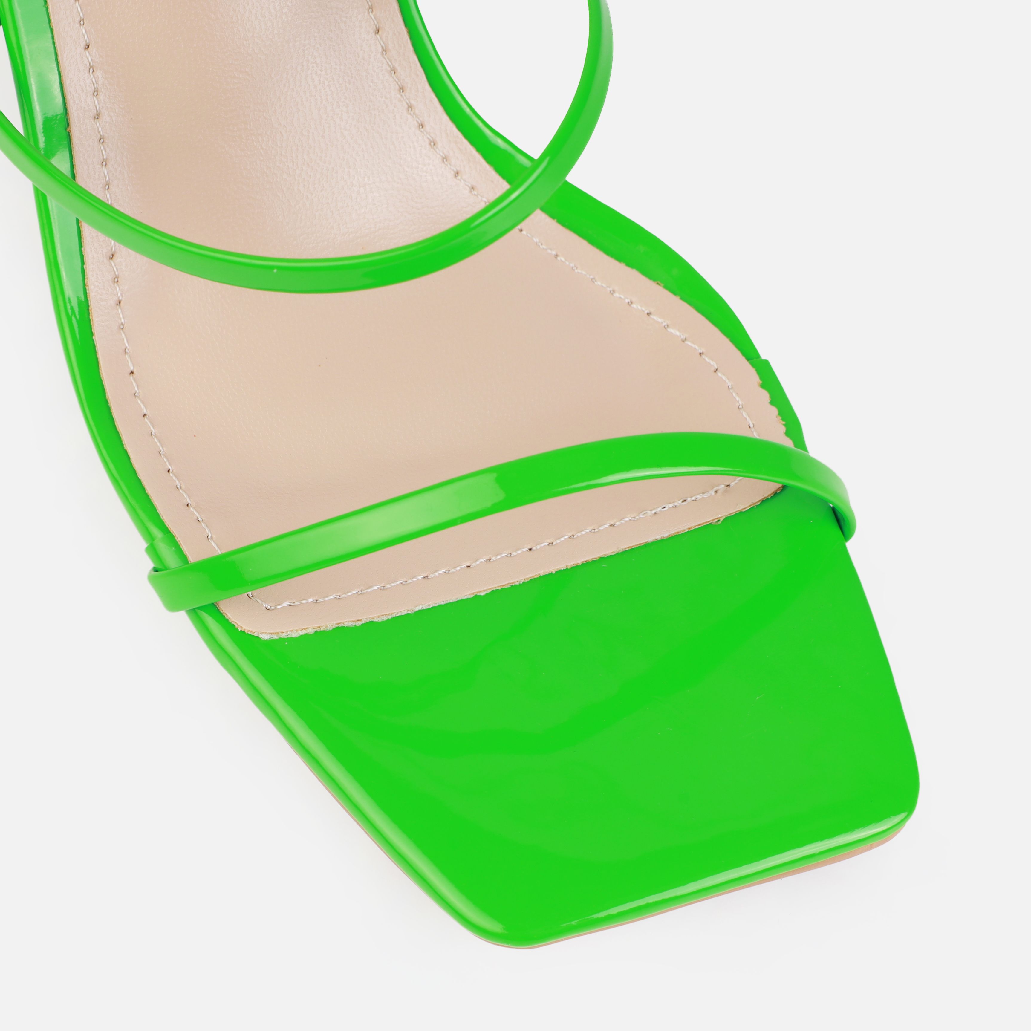 Jossy Green Patent Strappy Stiletto Mid Heels | SIMMI London