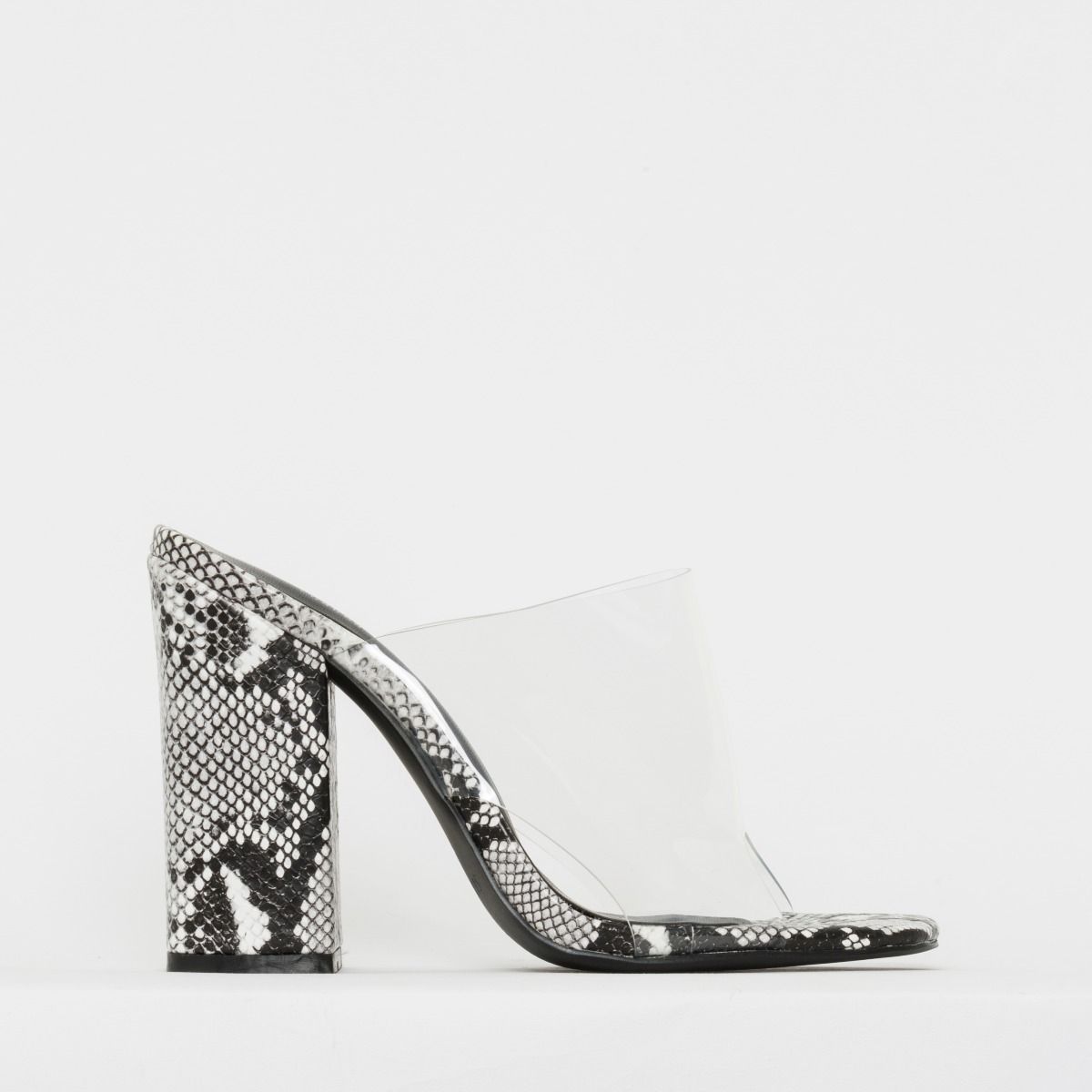 black and white snake print heels