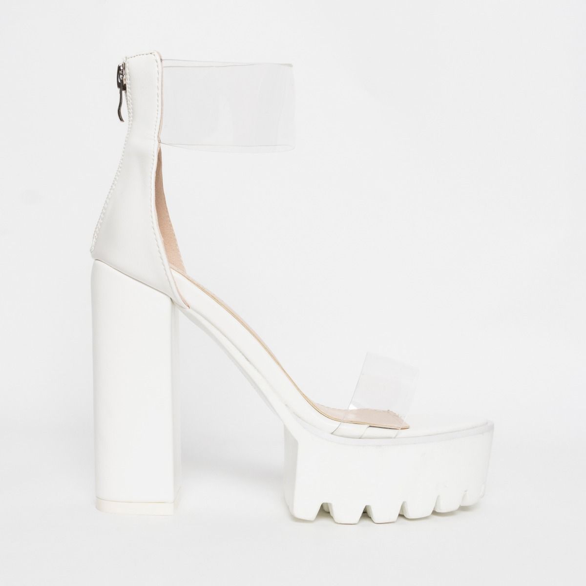 white platform heels chunky