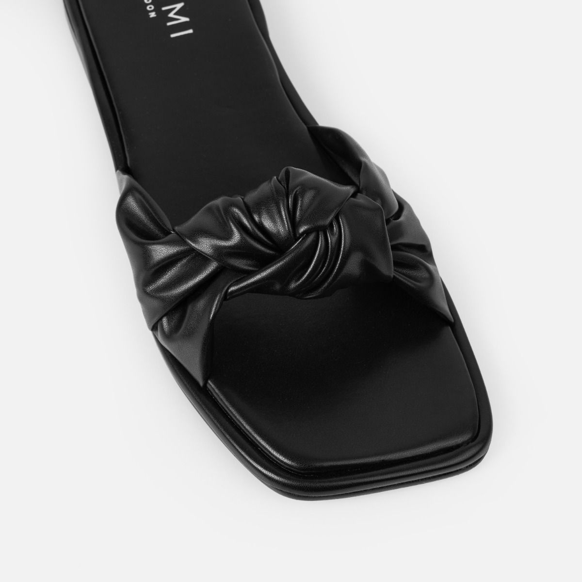 Xantia Black Padded Knot Flat Sandals | SIMMI London