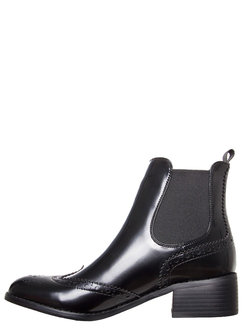 Layla Black Brogue Ankle Chelsea Boots