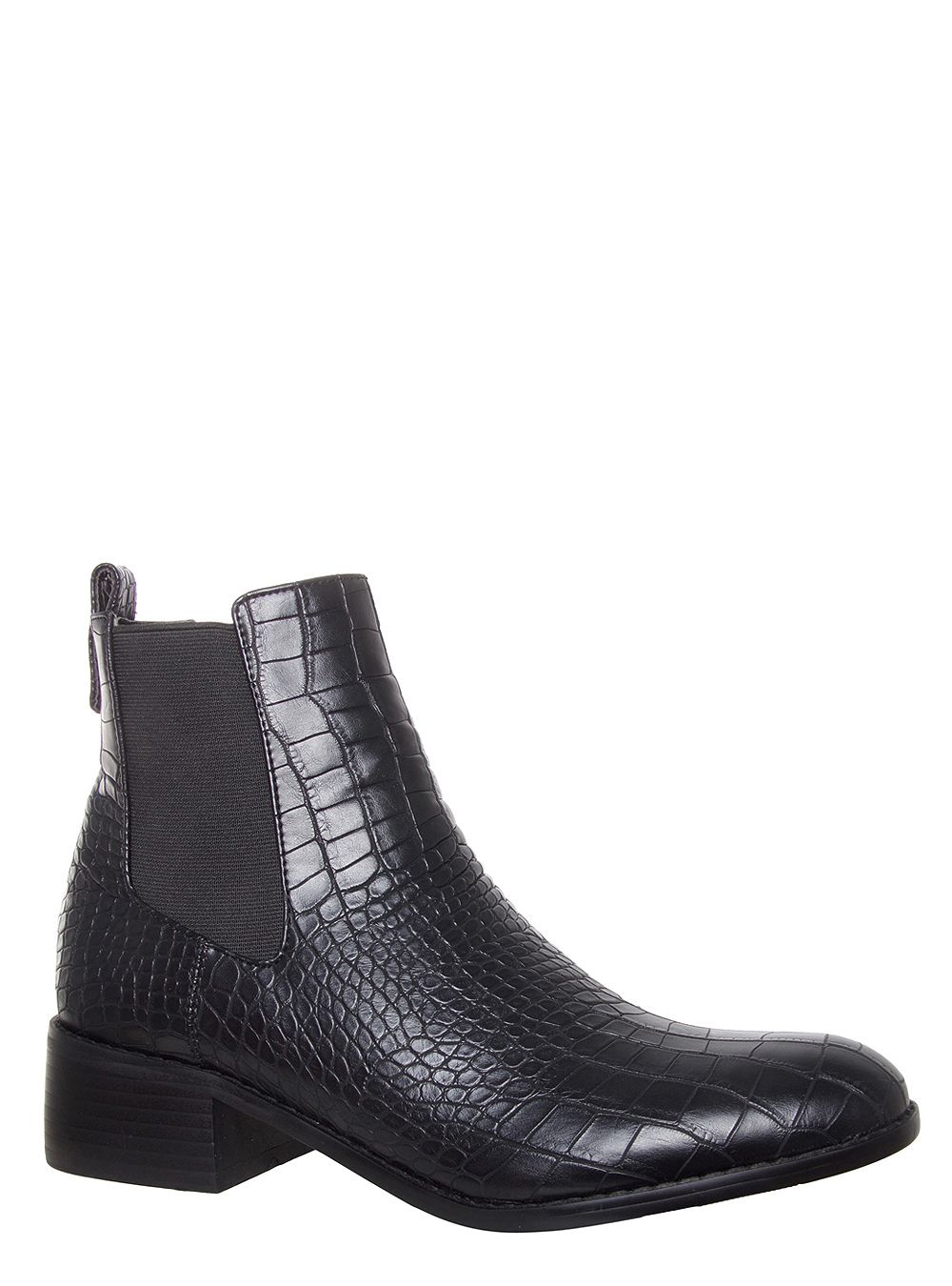 Neve Black Croc Ankle Chelsea Boots