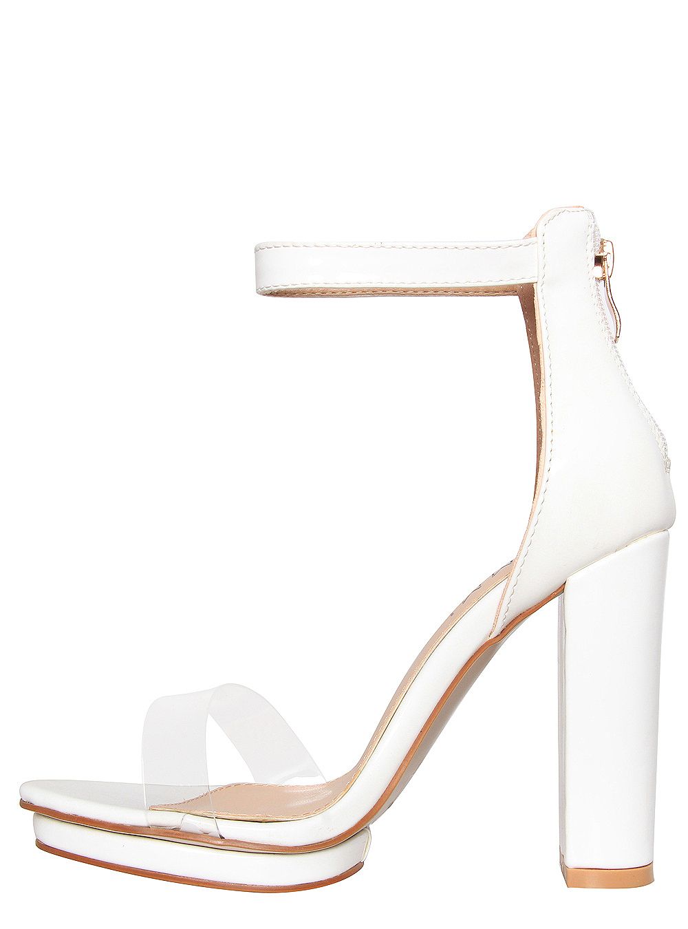 white platform block heels