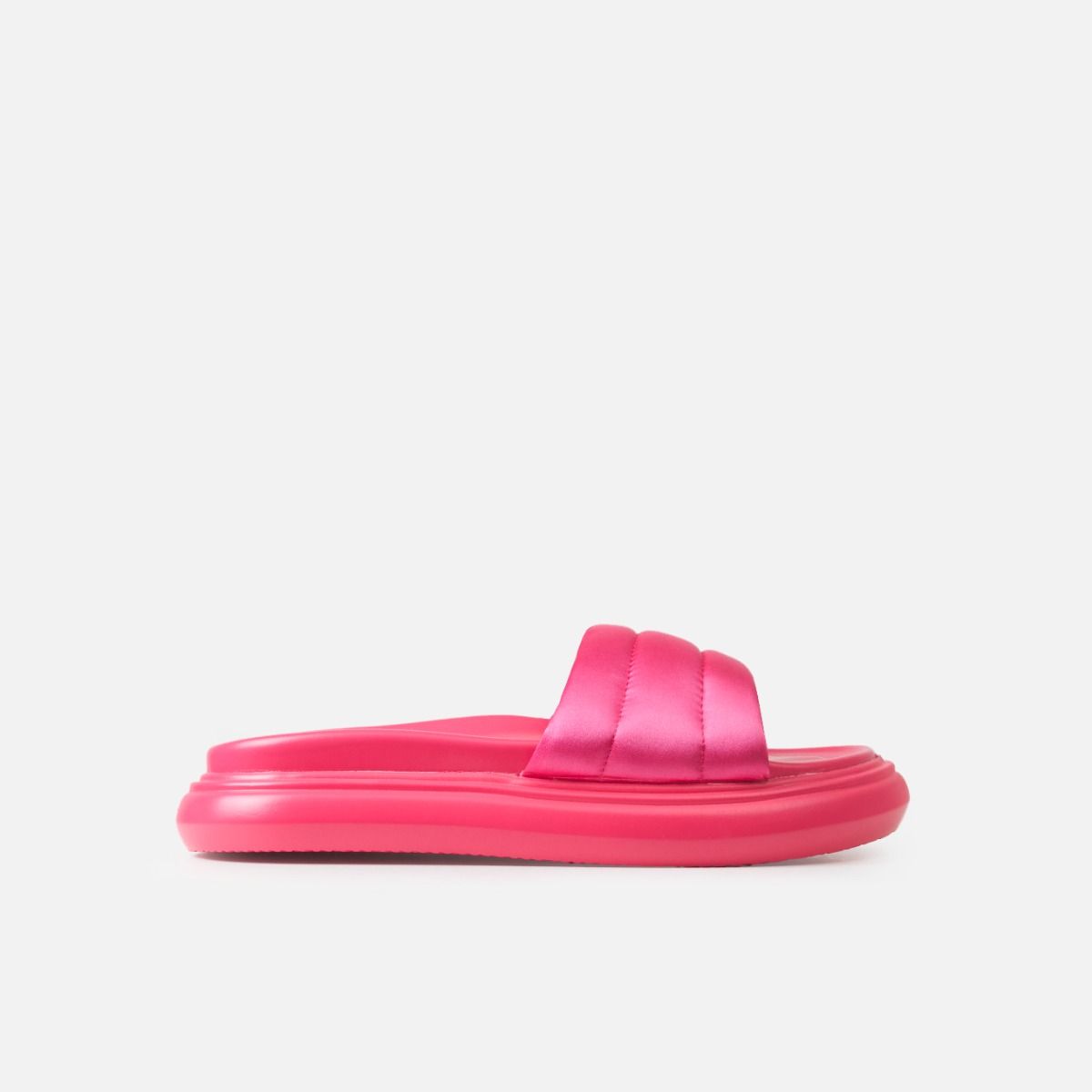Jaslynn Pink Satin Padded Chunky Flatform Sandals | SIMMI London