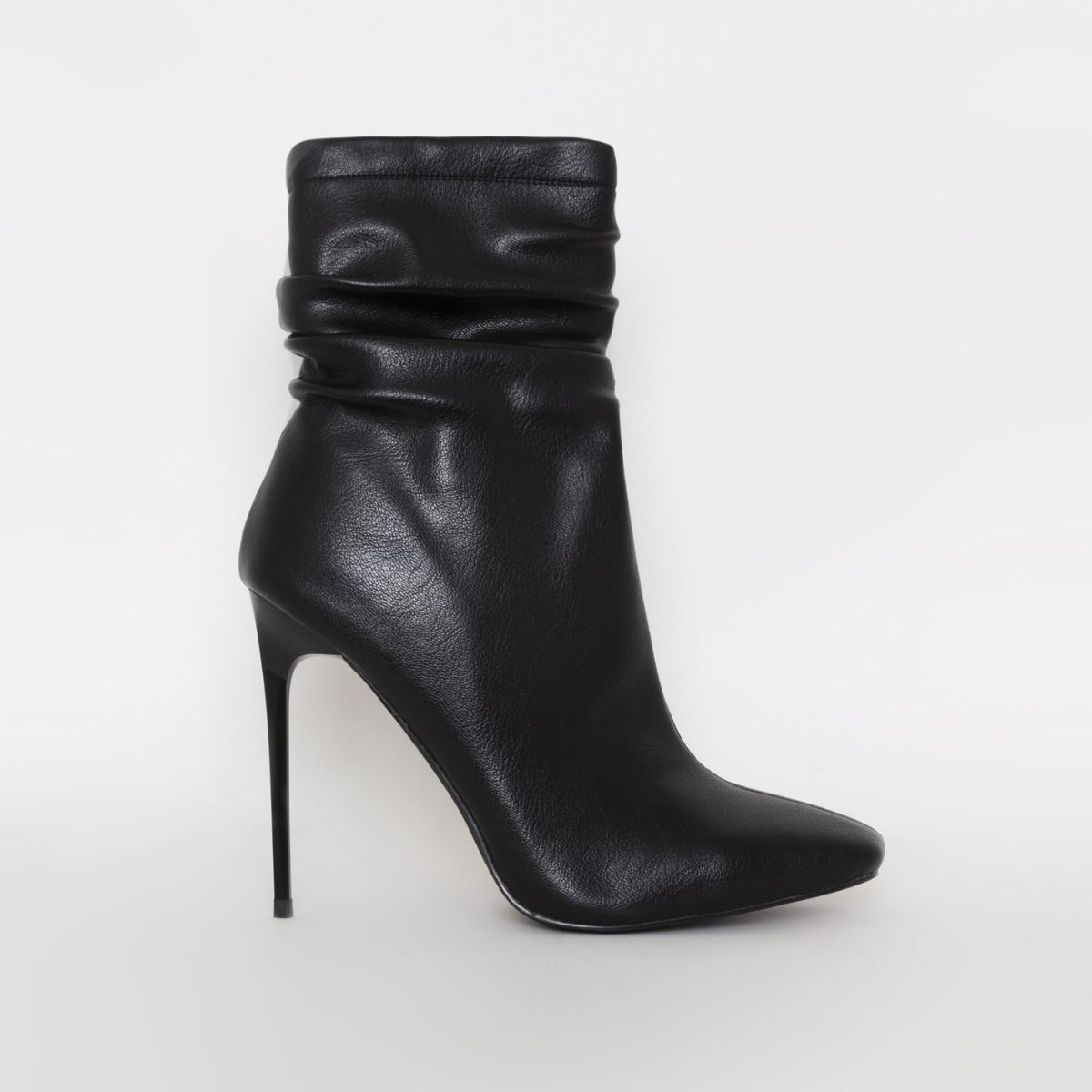 Olivia Black Ruched Stiletto Ankle Boots