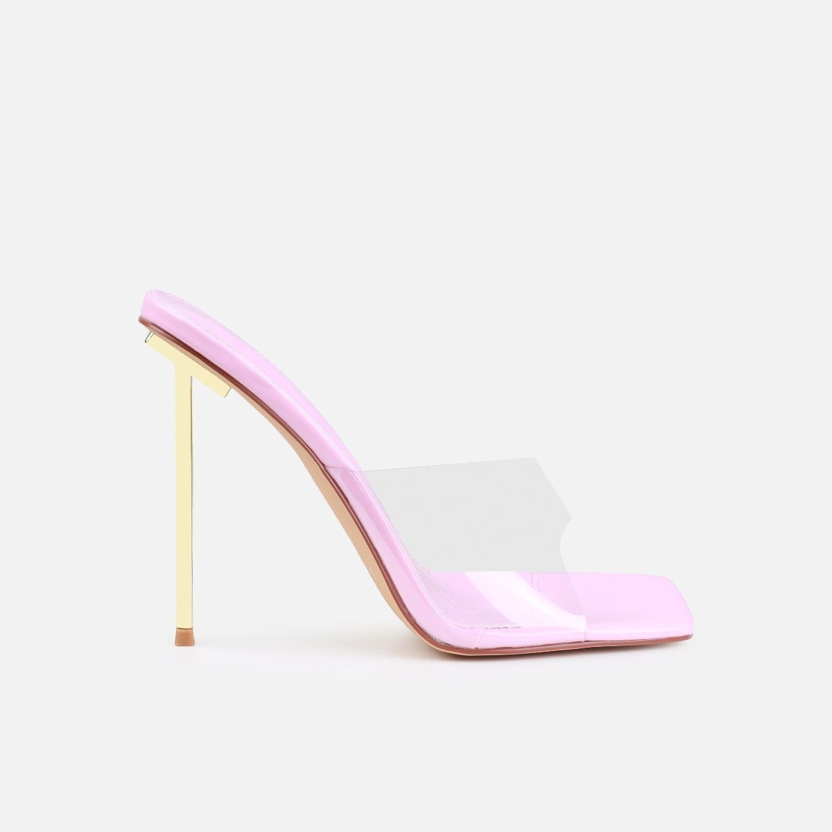 Raye Pink Clear Square Toe Stiletto Mules | SIMMI London