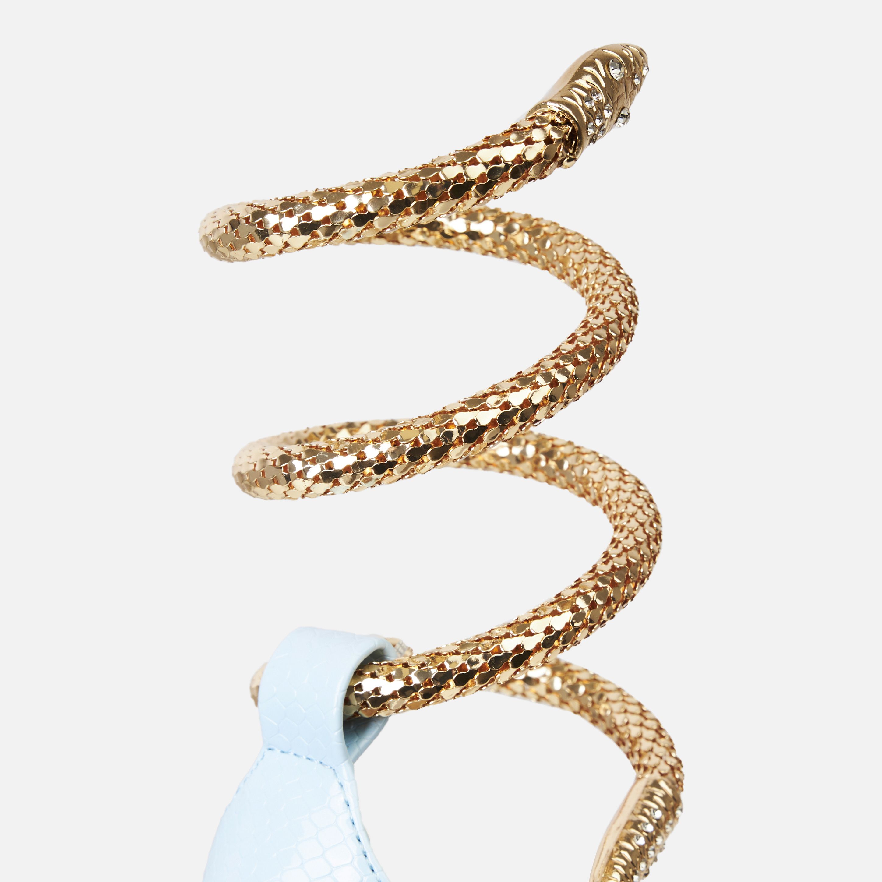 Medusa Blue Faux Snake Print Cuff Stiletto Heels | SIMMI London