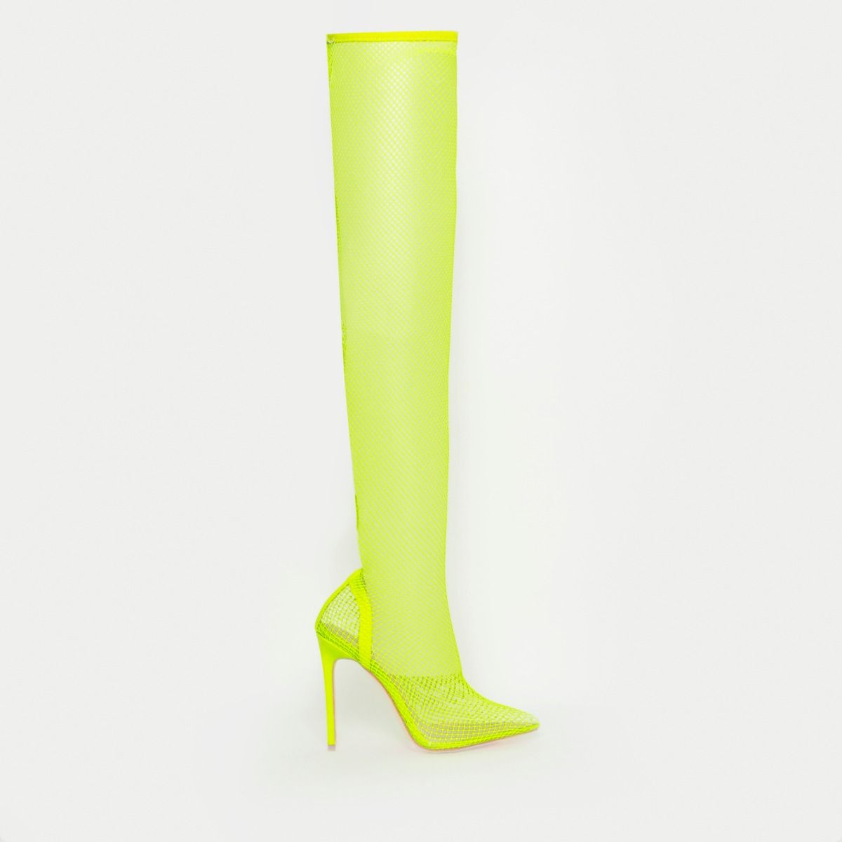 neon green thigh high boots