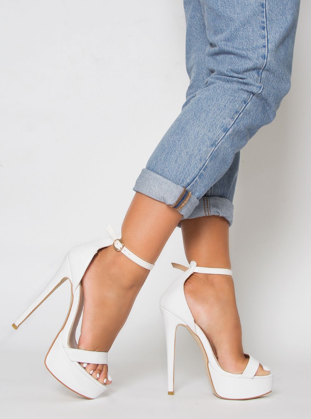 white stiletto sandals