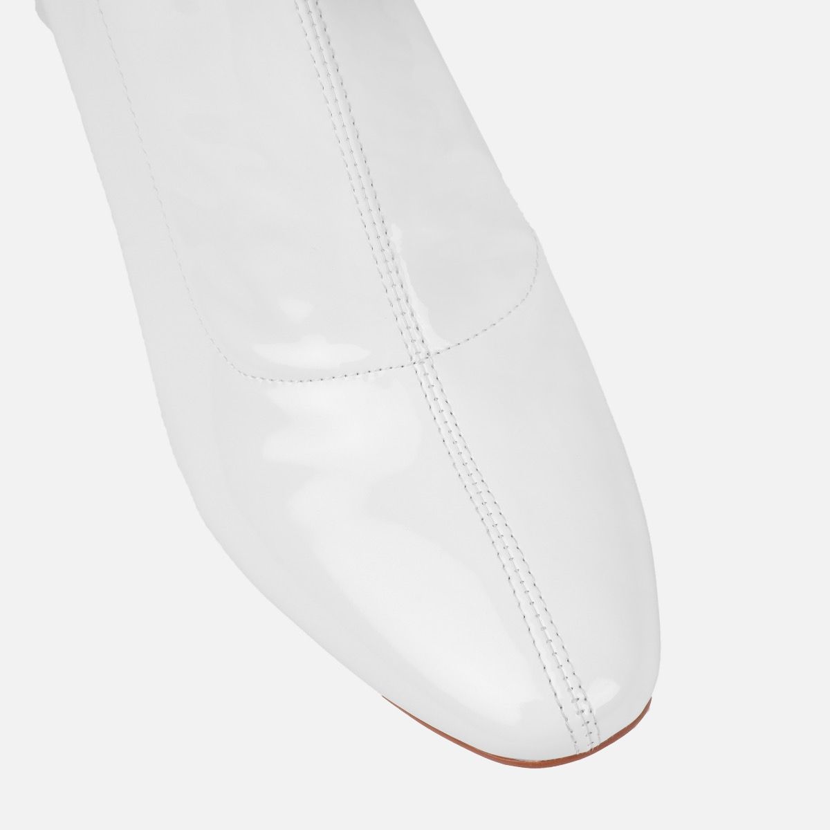 Talulla White Patent Block Heel Knee High Boots | SIMMI London