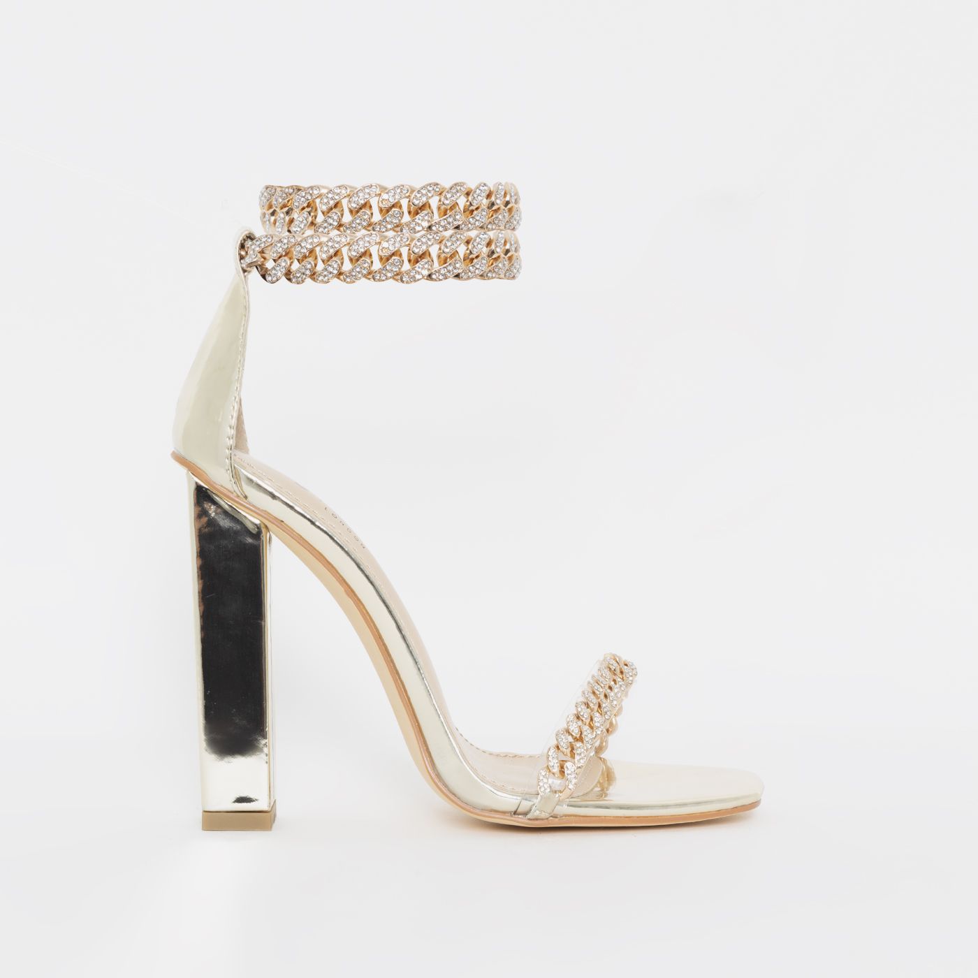 diamante block heels