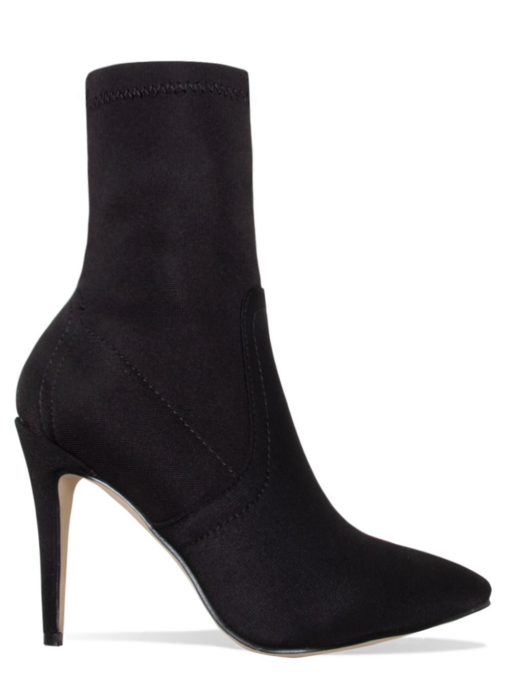 Angie Black Ribbed Stiletto Ankle Boots