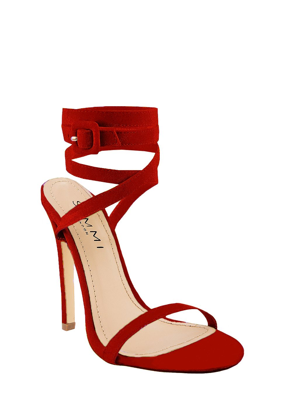 Talia Red Suede Lace Up Stiletto Heels