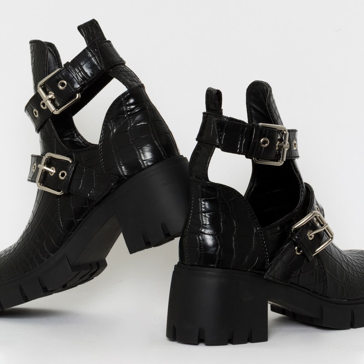 simmi london black cut out heeled sock boots
