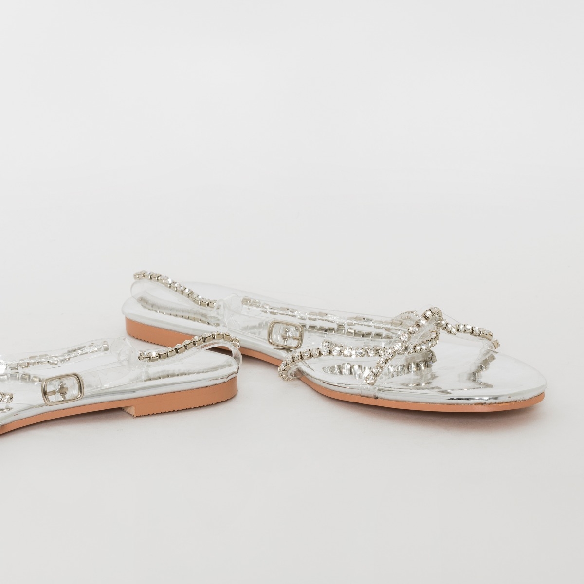 Louisa Wide Fit Silver Clear Diamante Sandals