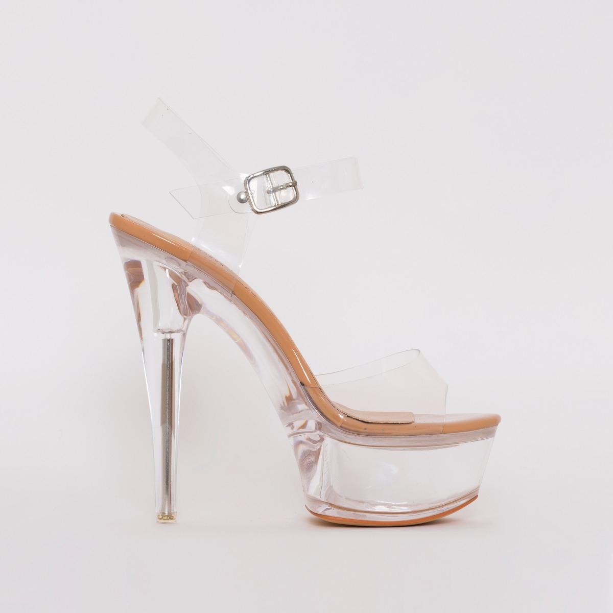 711-Jesse, 7 Inch Clear High-Heel with 2.75 Inch Platform Shoes