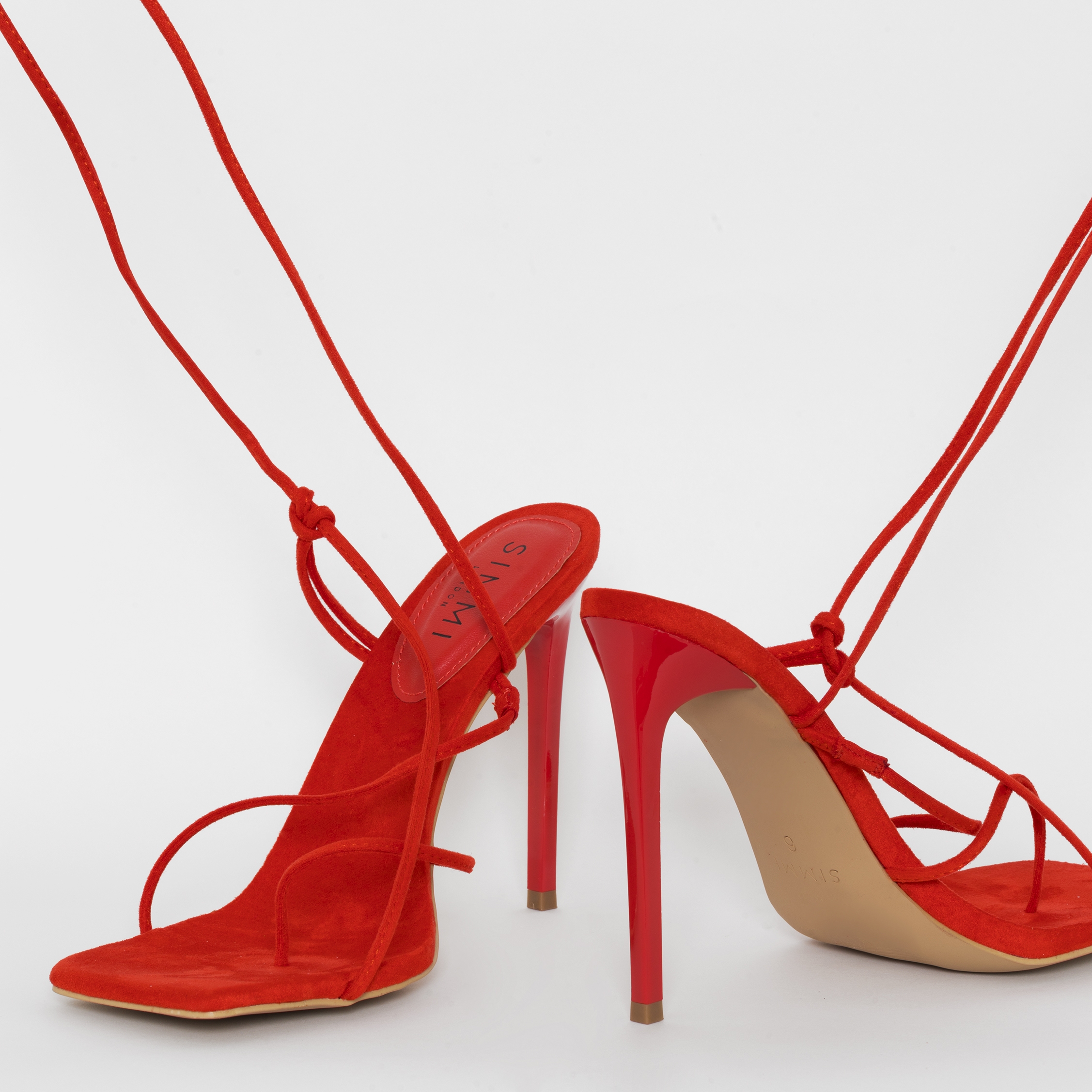Serenity Red Suede Lace Up Stiletto Heels