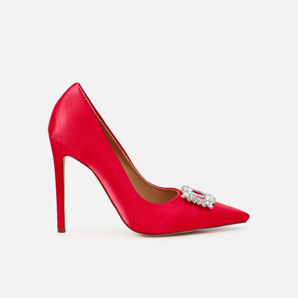 Sparks Red Satin Diamante Court Shoes | SIMMI London
