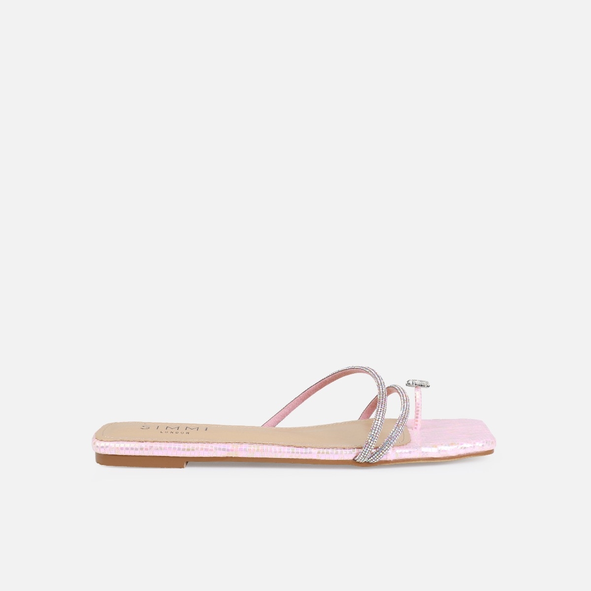 Hanah Pink Butterfly Toe Thong Diamante Flat Sandals | SIMMI London