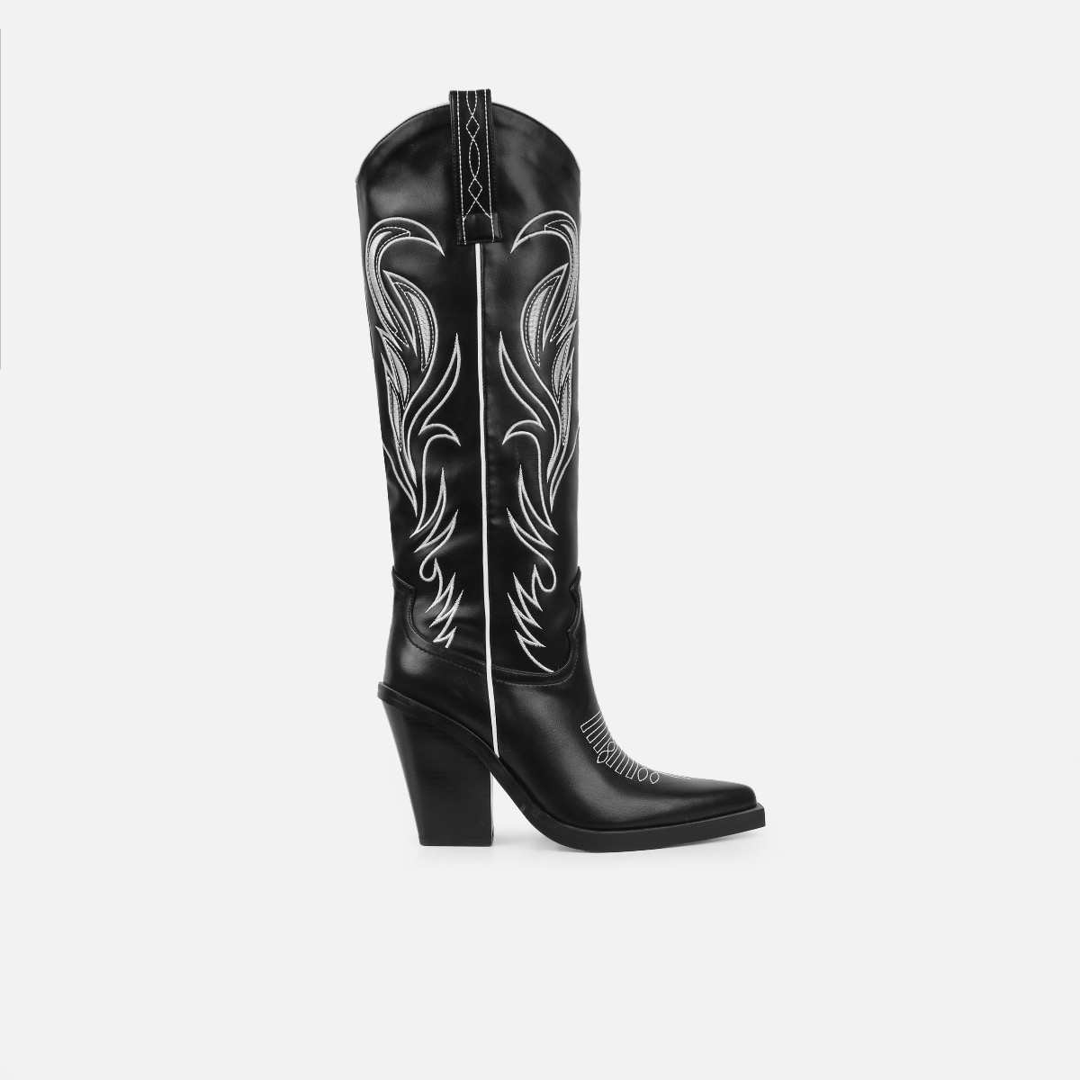 Eagon black knee high western boots