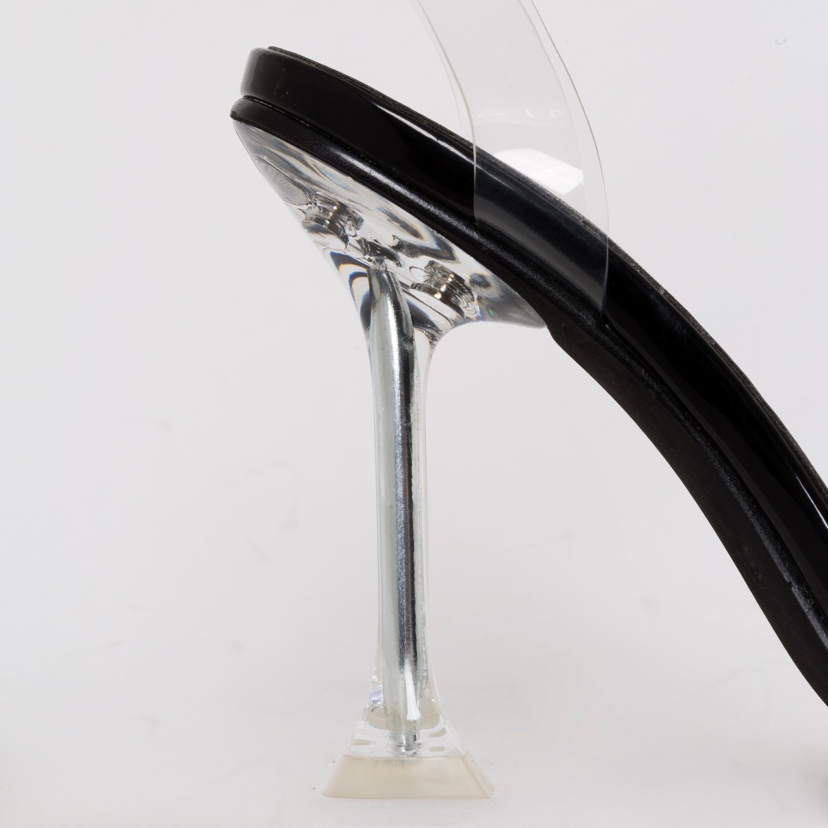Lenor Wide Fit Black Patent Clear Tie Up Heels