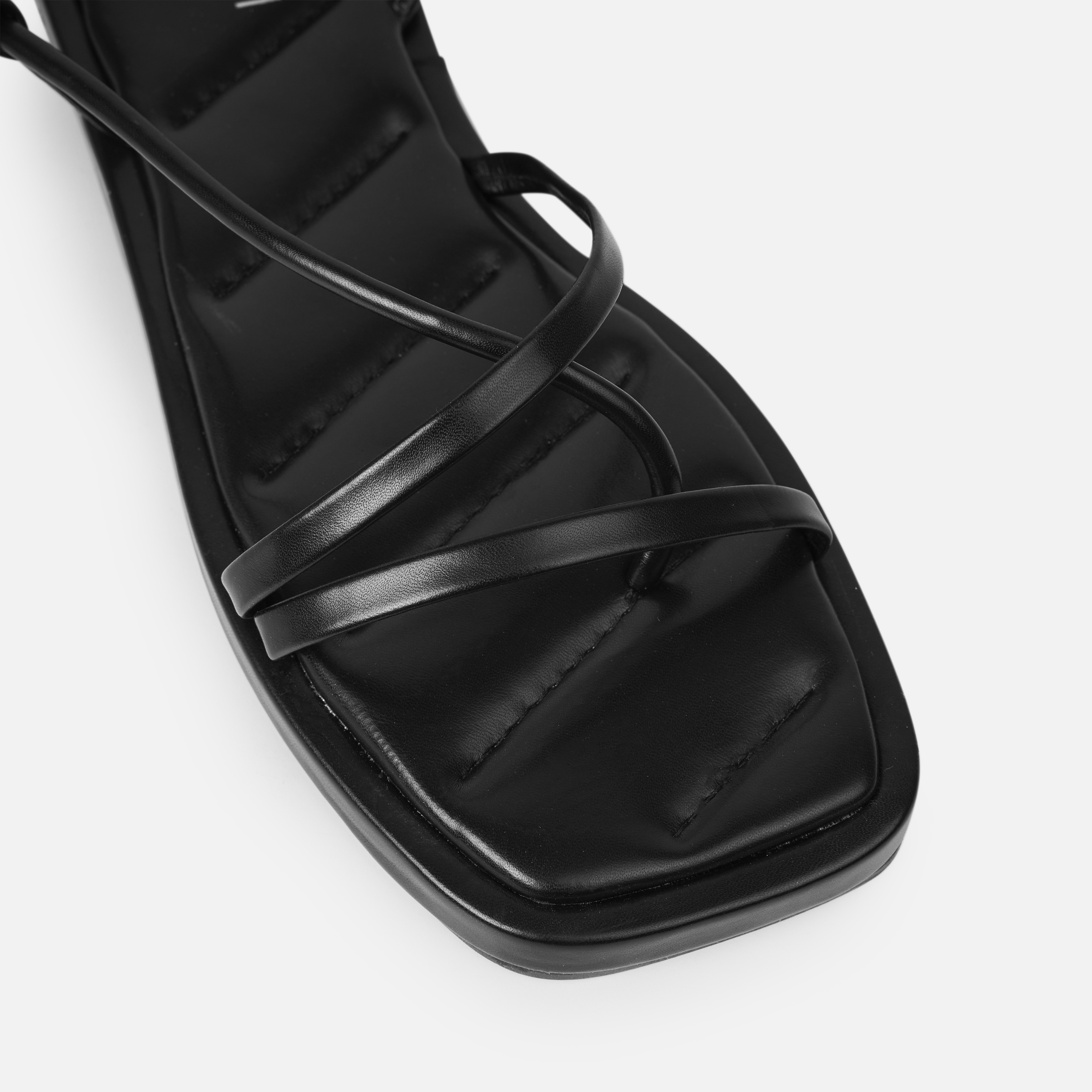 Marleigh Black Toe Loop Lace Up Sandals | SIMMI London