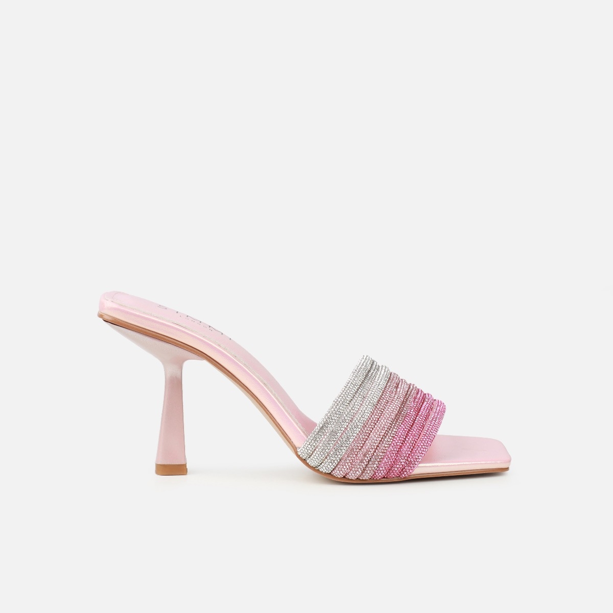Paisley Pink Ombre Diamante Strappy Mid Heel Mules | SIMMI London