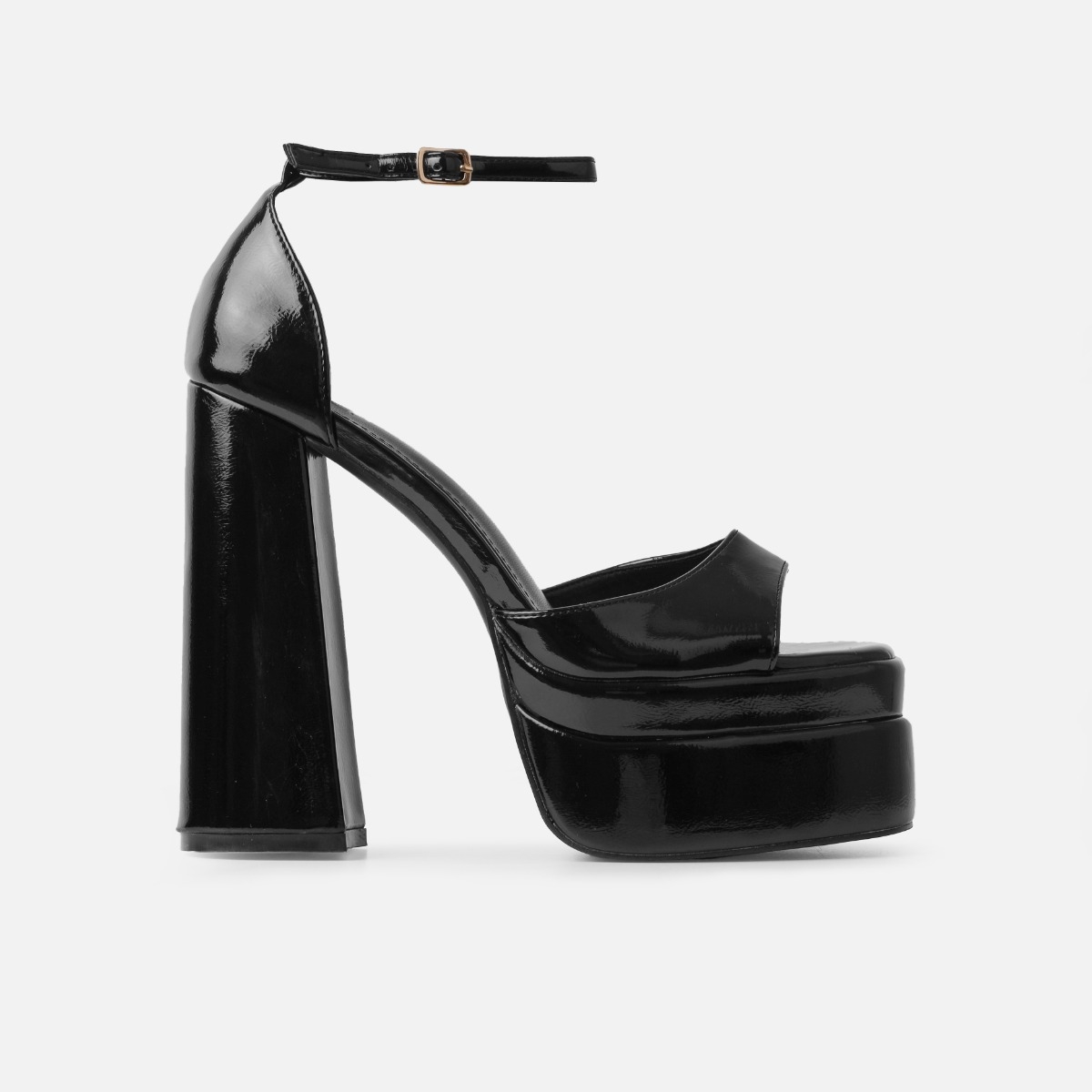 Eira Black Patent Double Platform Block Heels | SIMMI London