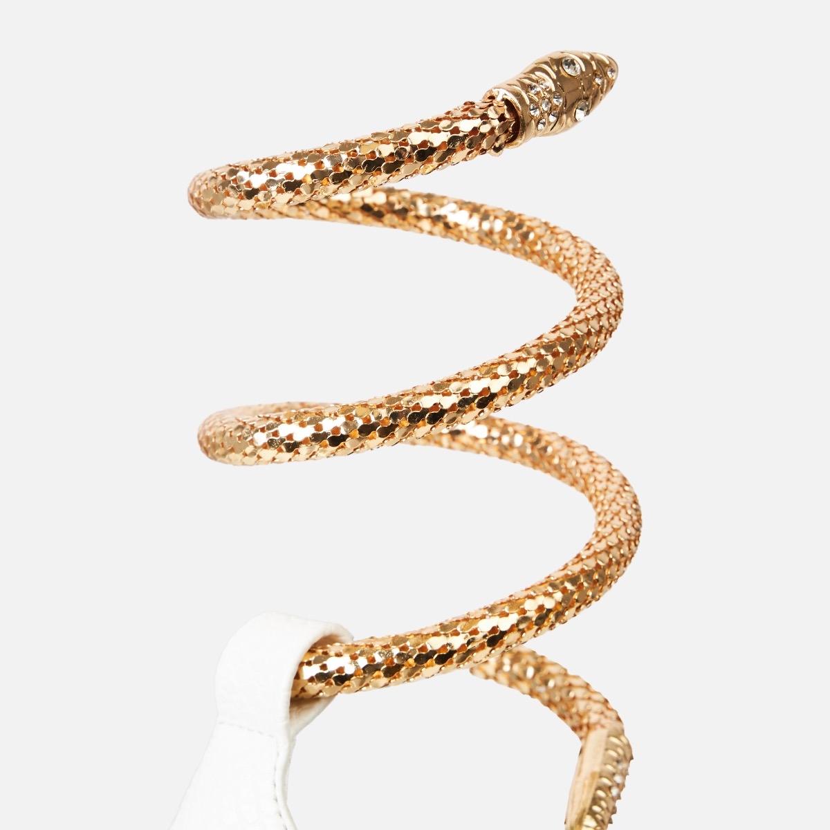 Medusa Light Gold Snake Print Cuff Stiletto Heels| SIMMI London