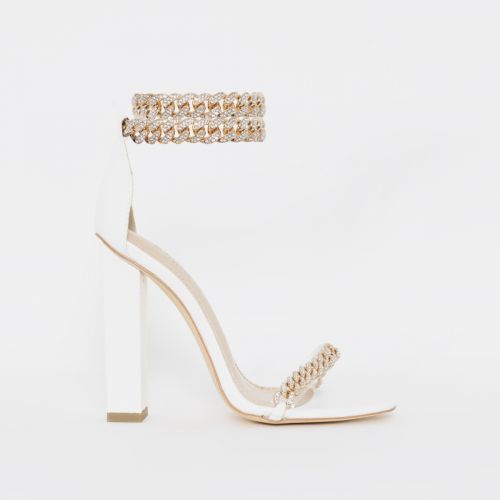 white small block heels