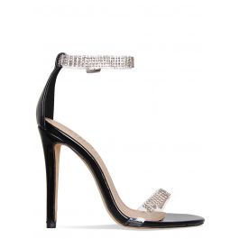 Tala Black Patent Clear Diamante Heels