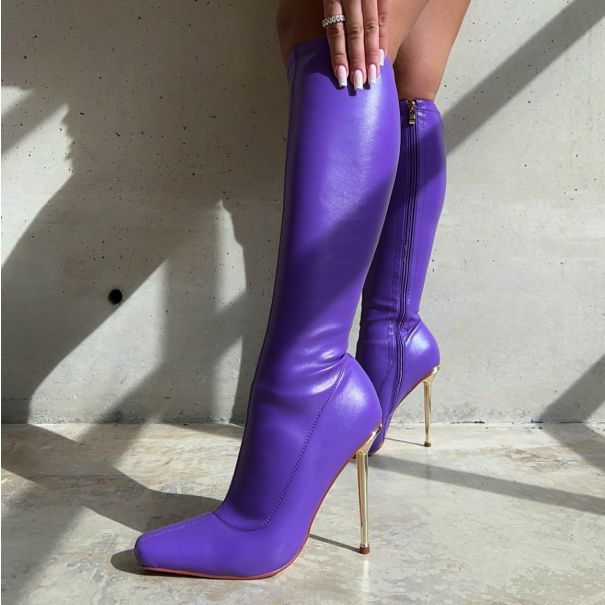 Tasha Ghouri Delano Purple Stiletto Knee High Boots