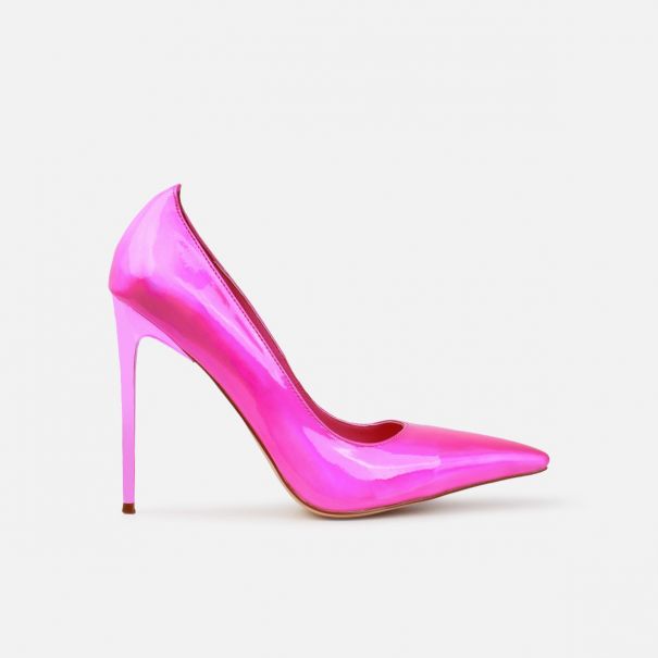 Agathia Pink Holographic Stiletto Court Heels | SIMMI London
